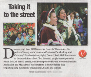 Courtney's Carolers feature in Bucks County Courier Times article about the Newtown Christmas Parade
