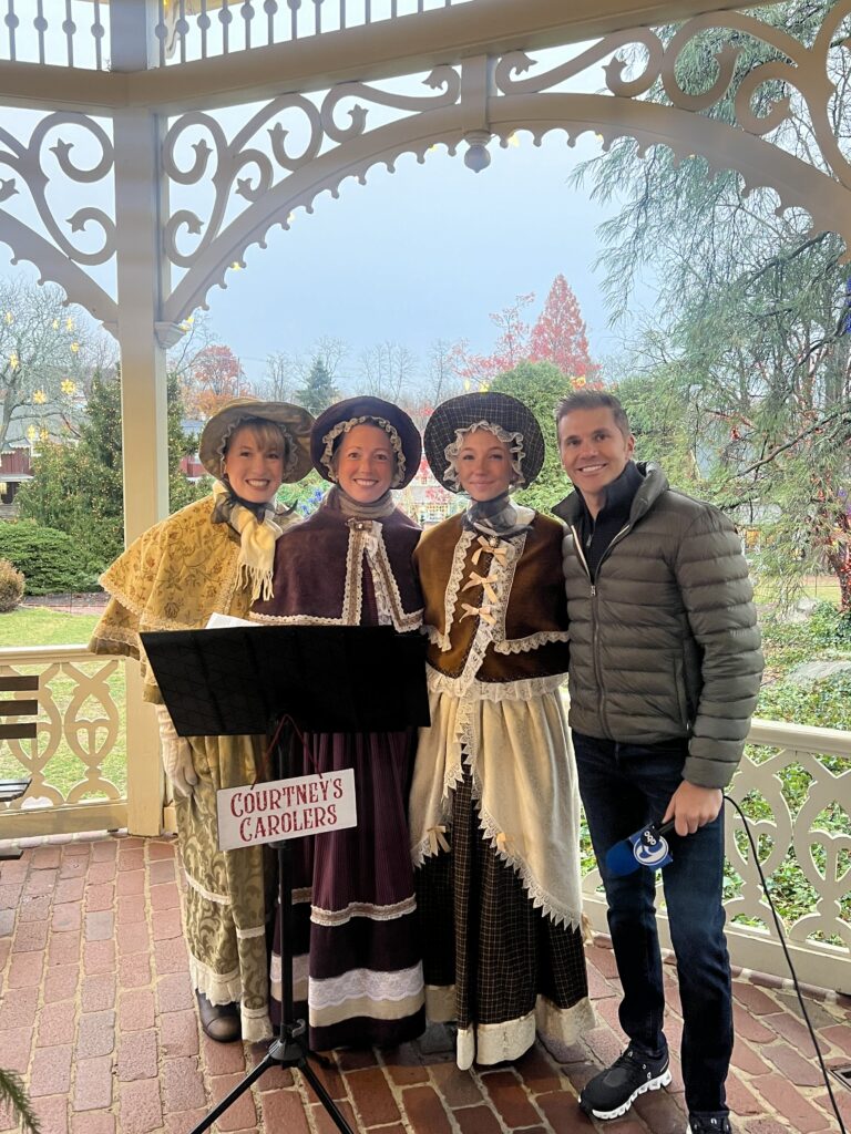 Courtney's Carolers in a segment with Channel 6's Adam Joseph at Peddler's Village